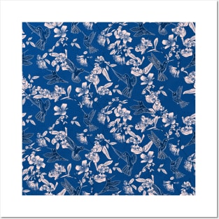 Blush and Blue Hummingbird Paradise Posters and Art